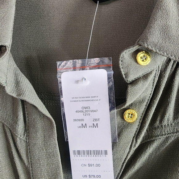 bebe Dresses & Skirts - Bebe Olive Top/dress  with Gold Accents